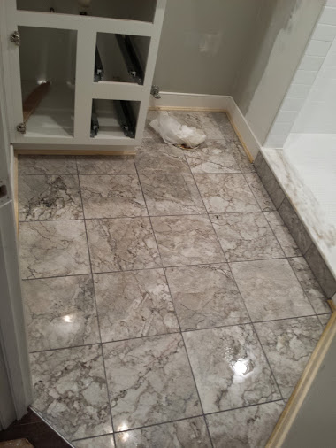 marble floor walk in shower entrance